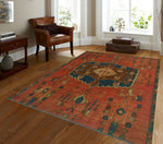 Vintage Cuthbert Red/Navy Rug, 4'5" x 6'0"