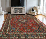 Vintage Pooria Red/Charcoal Rug, 9'8" x 13'0"