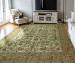 Fine VTG Kaleb Ivory/Green Rug, 9'6" x 12'7"