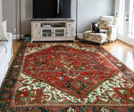 Fine VTG Husna Red/Ivory Rug, 8'10" x 10'10"