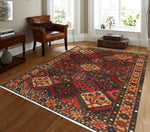 Fine VTG Kennard Red/Navy Rug, 5'2" x 6'9"