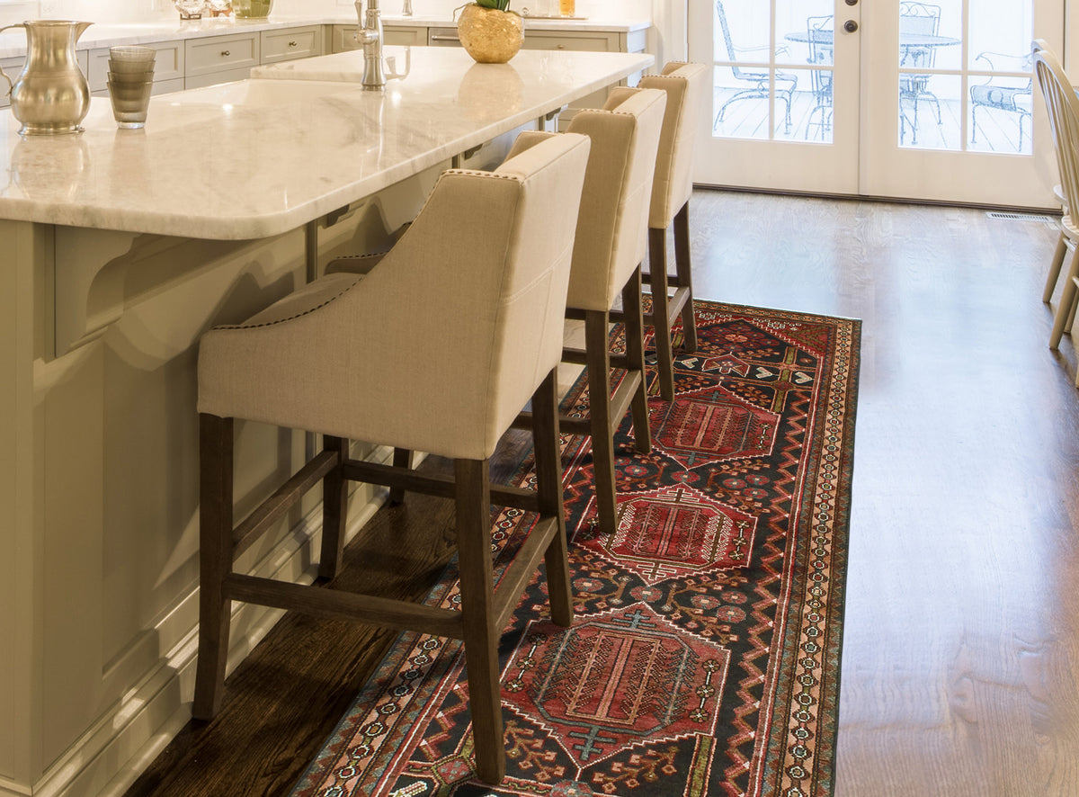 Fine VTG Rad Charcoal/Burgundy Runner, 3'5 x 10'1 – Noori Rug