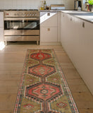 Fine VTG Sanaa Rust/Charcoal Runner, 3'7" x 11'5"
