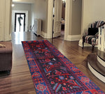 Fine VTG Bahram Charcoal/Blue Runner, 3'4" x 8'9"