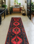 Fine VTG Farzana Red/Navy Runner, 3'8" x 12'9"