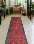 Fine VTG Paree Red/Charcoal Runner, 3'9" x 14'3"