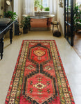 Fine VTG Roshanak Red/Charcoal Runner, 3'2" x 7'7"