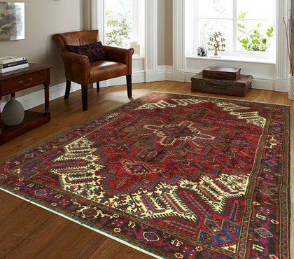 Fine VTG Merlin Red/Charcoal Rug, 6'6" x 9'8"