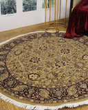 Versailles Kashan Gold/Drk. Brown Round Rug, 5'11" x 6'0"