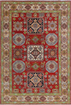 Kazak Ghoncheh Red/Ivory Rug, 5'11" x 8'8"