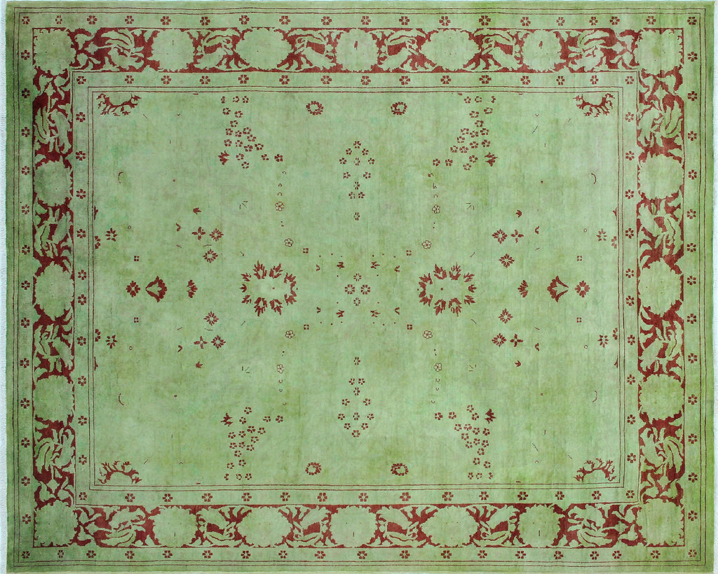 Overdyed Babür Green/Rust Rug, 8'0