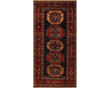 Semi Antique Jessan Blue/Red Runner, 4'3" x 8'6"