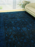 Overdyed Marianet Blue/Brown Rug, 8'9" x 12'1"