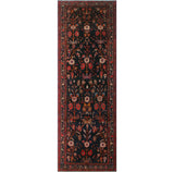 Semi Antique Alayah Blue/Red Runner, 3'11" x 11'10"