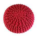 Miya knitted Pouf, Red (20"x20"x14")