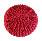 Miya knitted Pouf, Red (20"x20"x14")